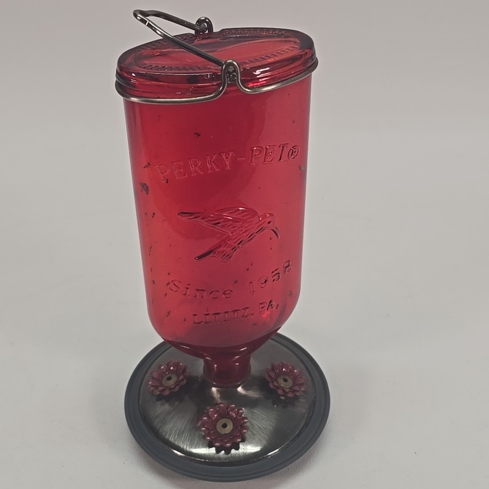 Perky Pet Hummingbird Feeder Nectar Garden Antique Decorative Glass 16oz Red